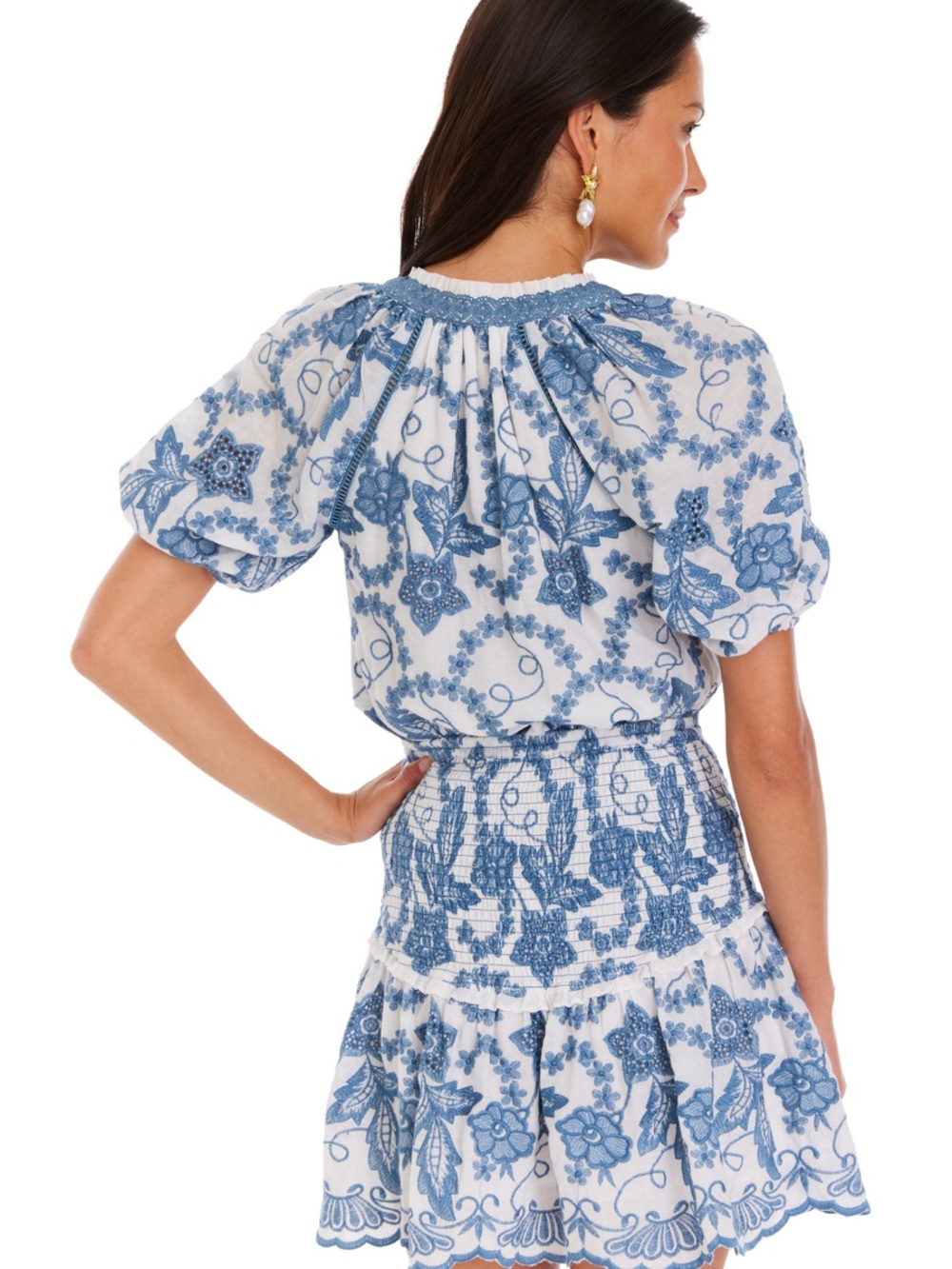 Allison New York Juniper Mini Skirt and Top Set in the Coronet Blue size S - Picture 2 of 6